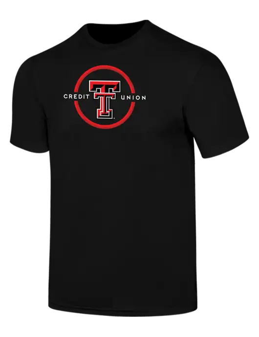 Simply Soft Black 4.5oz  Poly/Combed Ring Spun Cotton T-Shirt w/Texas Tech CU Logo