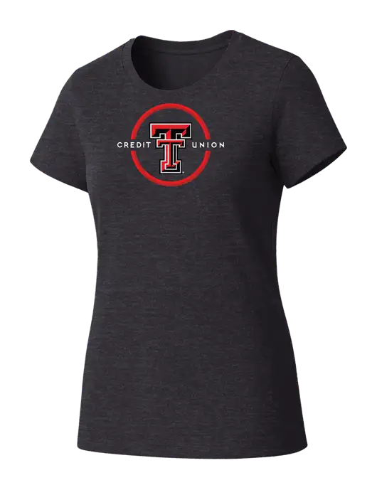 Womens Seriously Soft Heathered Charcoal T-Shirt w/Texas Tech CU Logo