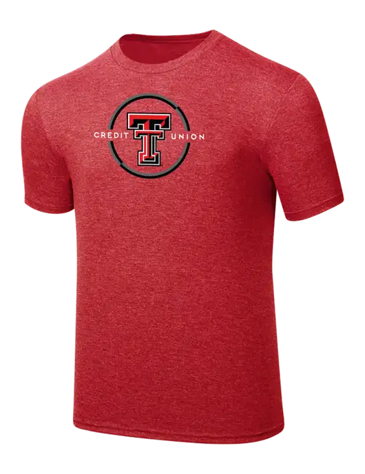 Simply Soft Red Frost 4.5oz  Poly/Combed Ring Spun Cotton T-Shirt w/Texas Tech CU Logo