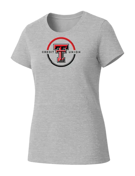 Womens Seriously Soft Light Heathered Grey T-Shirt w/Texas Tech CU Logo
