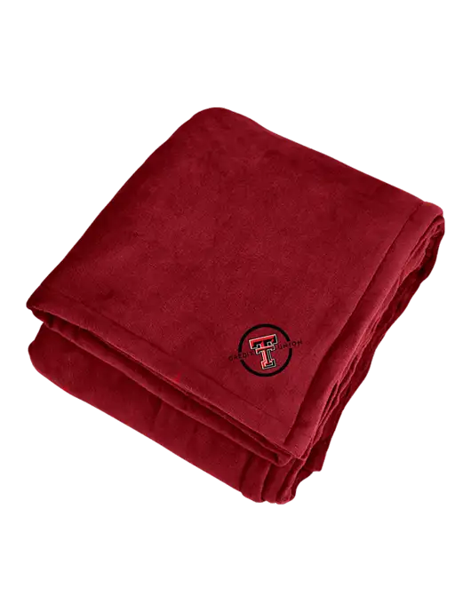 Mountain Lodge Red Rhubarb Blanket w/Texas Tech CU Logo
