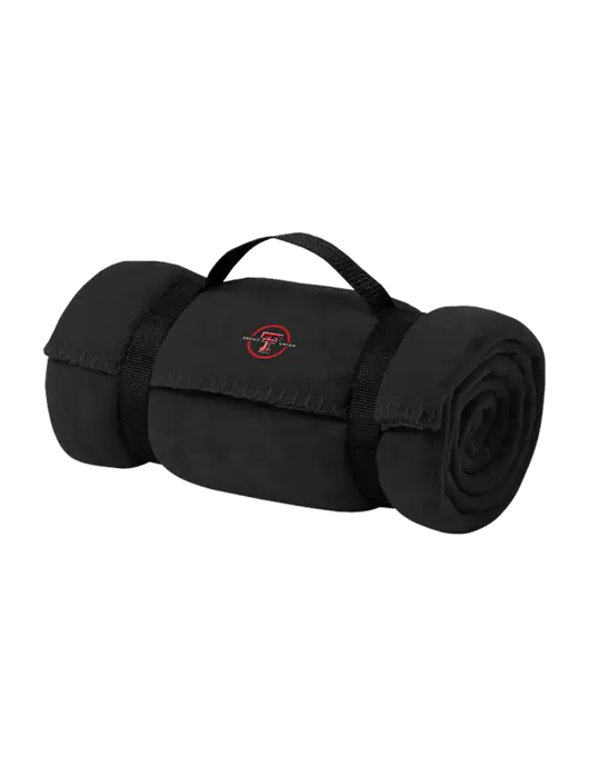 Casual Black Fleece Blanket With Strap w/Texas Tech CU Logo