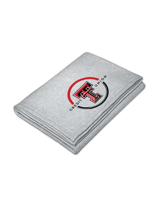 Core Light Grey Heather Fleece Sweatshirt Blanket w/Texas Tech CU Logo