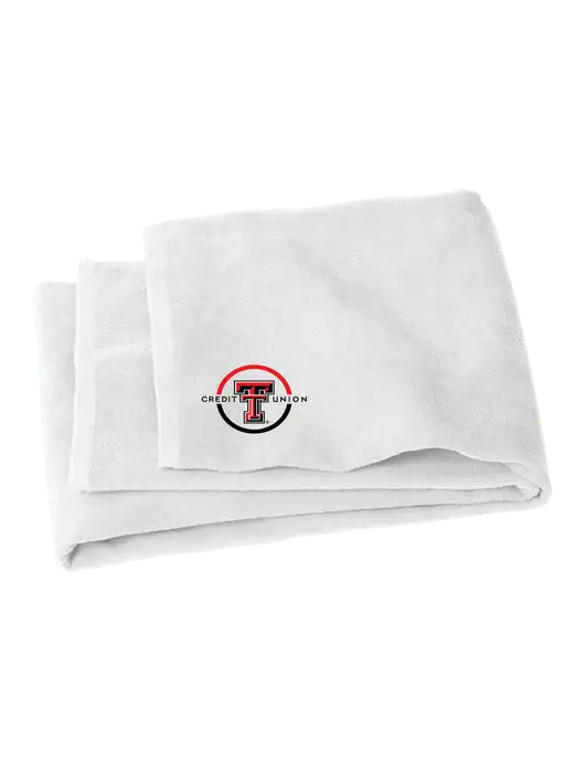 White Beach Towel w/Texas Tech CU Logo