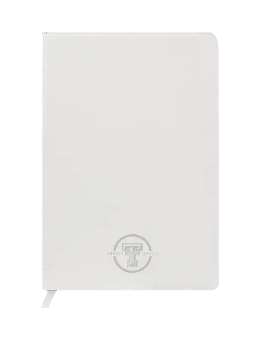 Fabrizio White Hard Cover 5.75 x 8.3  Journal w/Texas Tech CU Logo