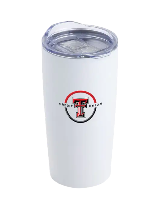 Society White 20 oz Insulated Tumbler w/Texas Tech CU Logo