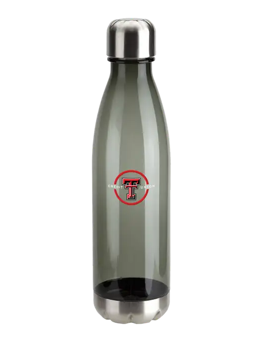 Bayside Tritan Smoke 25 oz Bottle with Stainless Base and Cap w/Texas Tech CU Logo