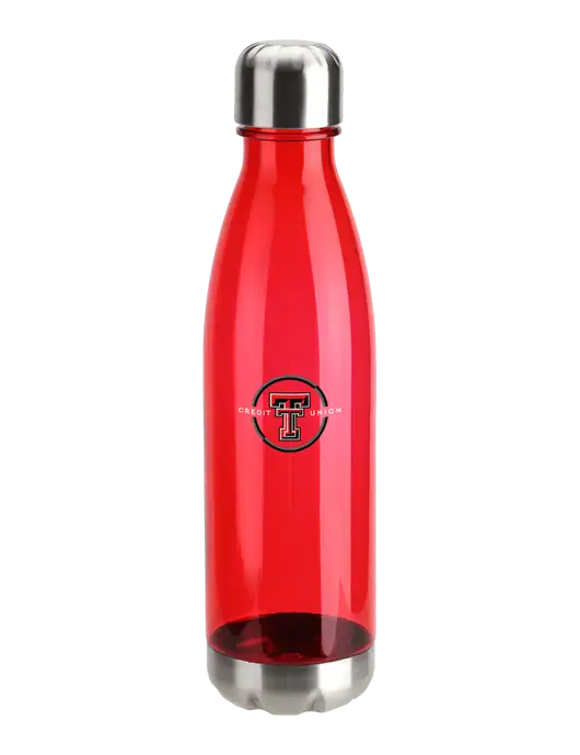 Bayside Tritan Red 25 oz Bottle with Stainless Base and Cap w/Texas Tech CU Logo