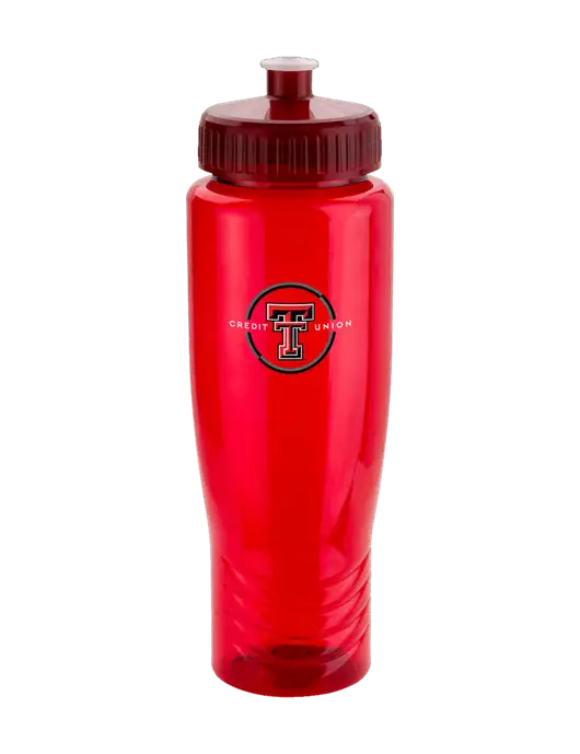 Roam Red 28 oz Eco-Polyclear Bottle with Push Pull Lid w/Texas Tech CU Logo