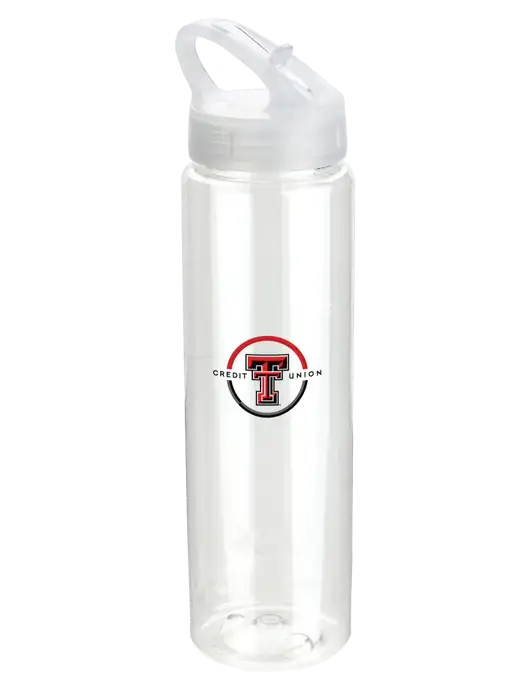 Buddy Clear 32 oz PET Bottle with Flip Lid w/Texas Tech CU Logo