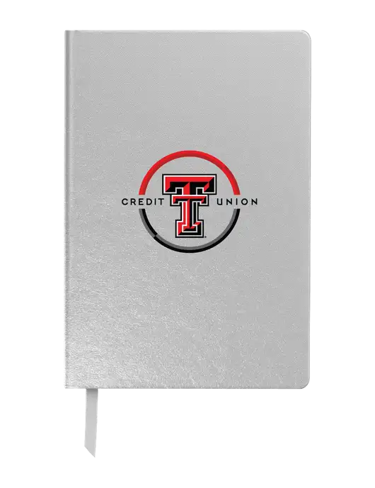Achieve Silver Hardcover Journal, 5.5 x 8.37 w/Texas Tech CU Logo