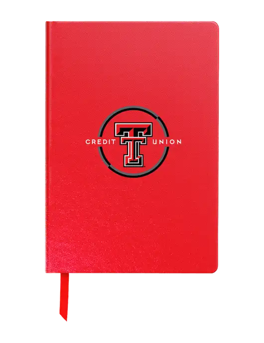 Achieve Red Hardcover Journal, 5.5 x 8.37 w/Texas Tech CU Logo