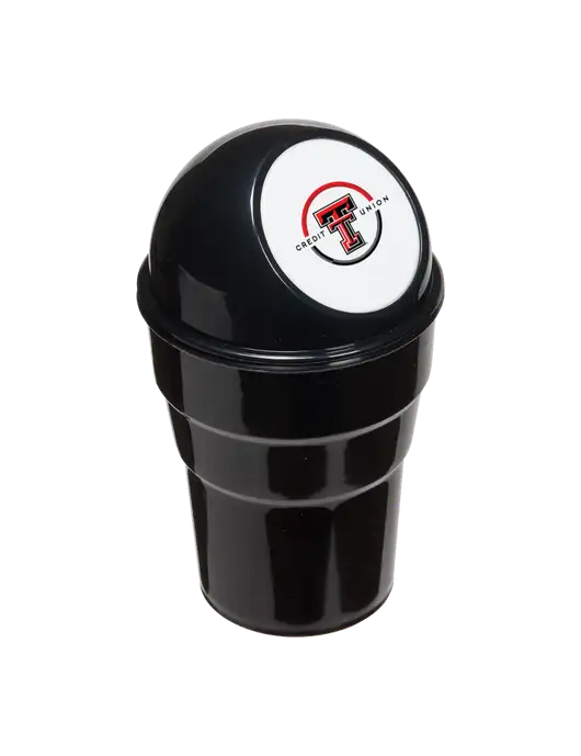 Black Car Cup Holder Trash Can w/Texas Tech CU Logo