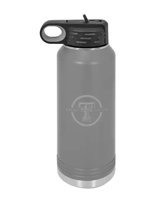 Polar Camel 32 oz Powder Coated Grey Vacuum Insulated Water Bottle w/Texas Tech CU Logo