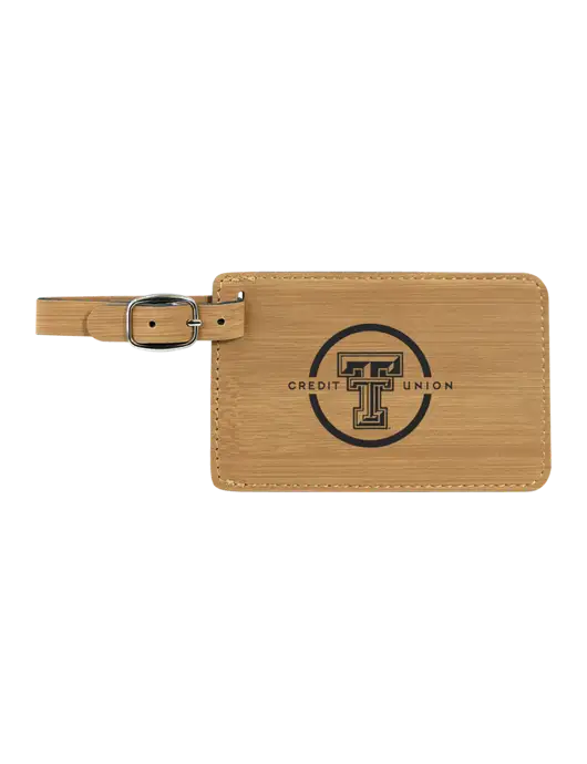 Bamboo Leatherette Luggage Tag w/Texas Tech CU Logo