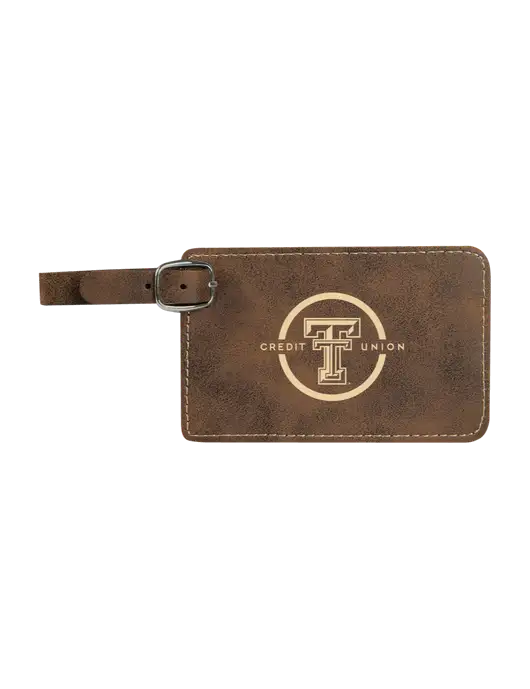 Rustic Leatherette Luggage Tag w/Texas Tech CU Logo