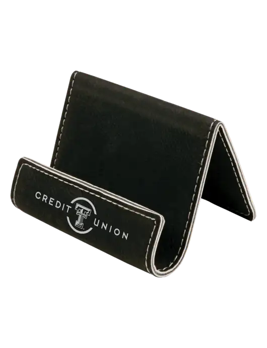 Black Leatherette Card & Phone Holder w/Texas Tech CU Logo