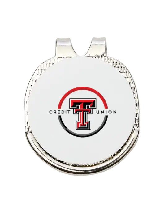 Antique Silver Hat Clip w/Golf Ball Marker w/Texas Tech CU Logo