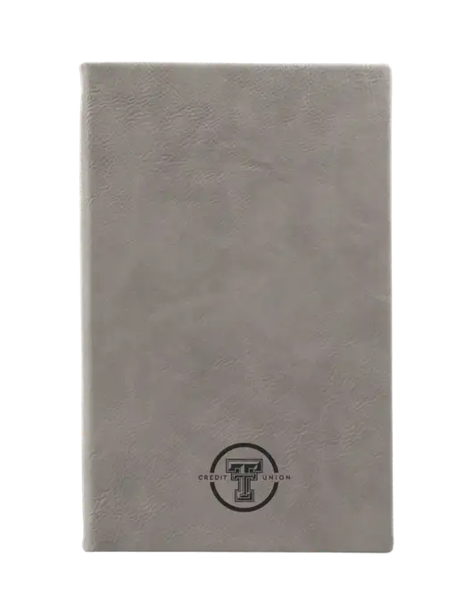 Grey Leatherette 5.25 x 8.25 Journal w/Texas Tech CU Logo