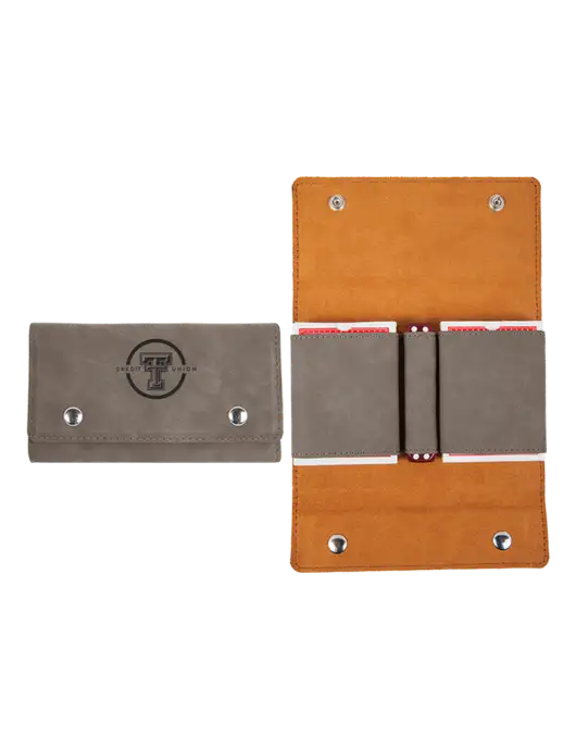 Grey Leatherette Card & Dice Set w/Texas Tech CU Logo