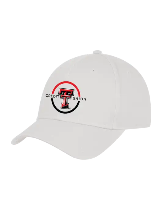 White Structured Cap Hook & Loop w/Texas Tech CU Logo