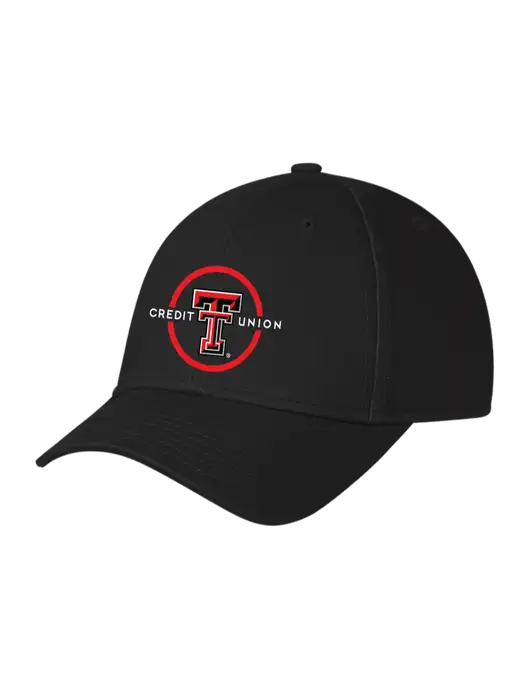 Black Structured Cap Hook & Loop w/Texas Tech CU Logo