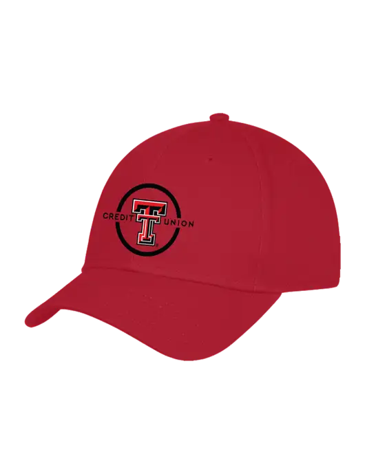 Red Structured Cap Hook & Loop w/Texas Tech CU Logo