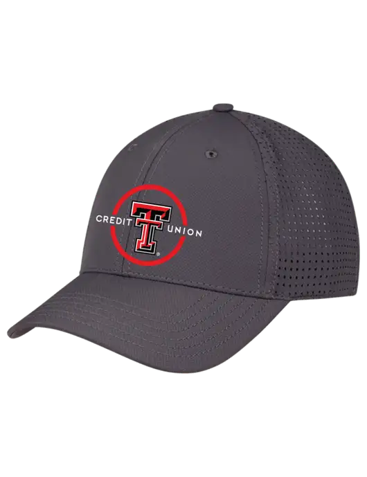 Charcoal Performance Stretchable Cap Hook & Loop w/Texas Tech CU Logo