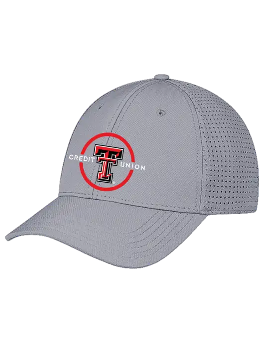 Grey Performance Stretchable Cap Hook & Loop w/Texas Tech CU Logo