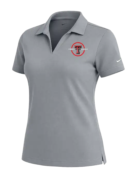 NIKE Medium Grey Womens Dri-Fit Micro Pique Polo w/Texas Tech CU Logo