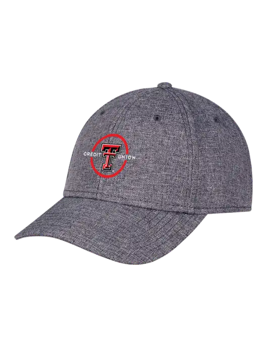 Heather Charcoal Structured Linen Look Cap Hook & Loop w/Texas Tech CU Logo