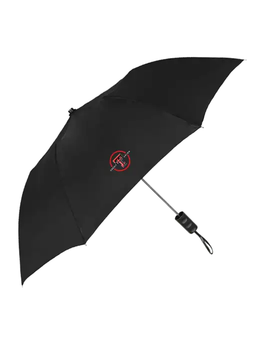 Black 42" Folding Umbrella  w/Texas Tech CU Logo