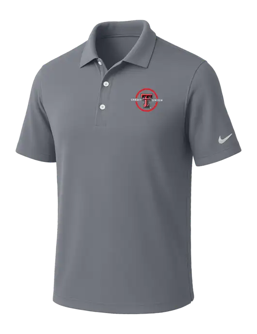 NIKE Medium Grey Dri-Fit Micro Pique Polo w/Texas Tech CU Logo