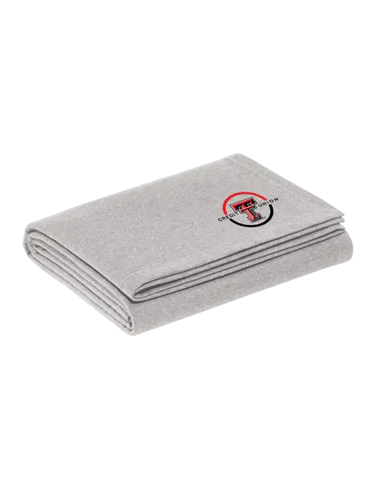 Recycled Light Heather Grey Blanket w/Texas Tech CU Logo