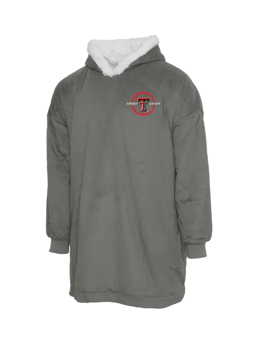 Wearable Lodge Medium Grey Blanket w/Texas Tech CU Logo