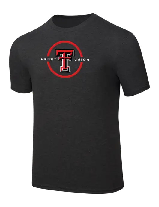 Simply Soft Black Frost 4.5oz  Poly/Combed Ring Spun Cotton T-Shirt w/Texas Tech CU Logo