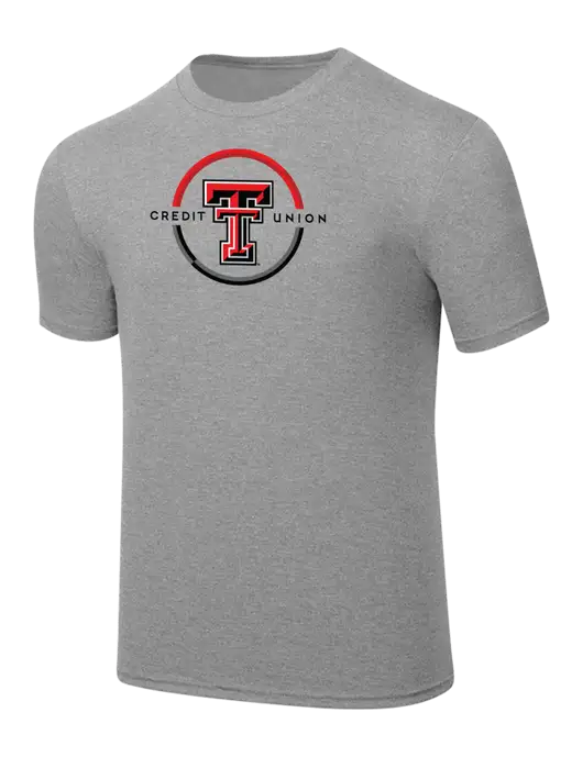 Simply Soft Heathered Light Grey 4.5oz  Poly/Combed Ring Spun Cotton T-Shirt w/Texas Tech CU Logo