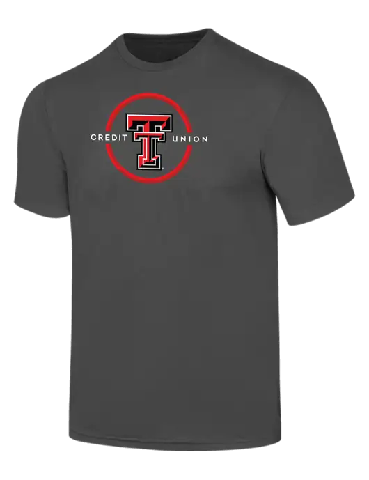 Simply Soft Charcoal 4.5oz  Poly/Combed Ring Spun Cotton T-Shirt w/Texas Tech CU Logo