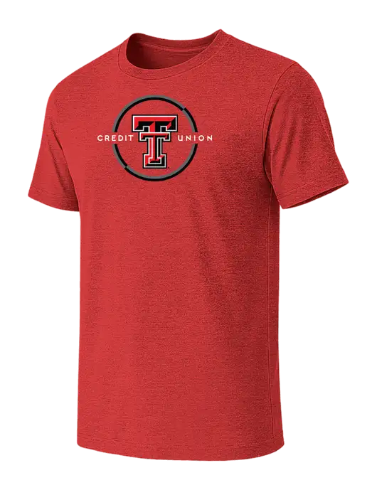 BELLA+CANVAS Heather Red CVC Short Sleeve Tee w/Texas Tech CU Logo