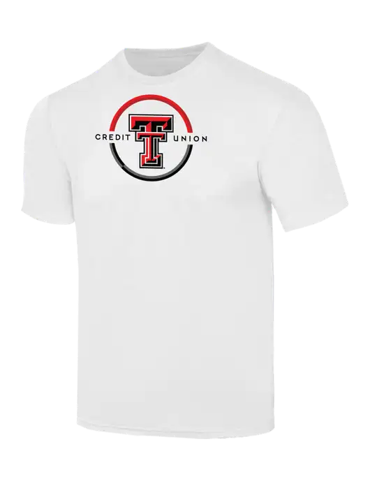 Simply Soft White 4.5oz  Poly/Combed Ring Spun Cotton T-Shirt w/Texas Tech CU Logo