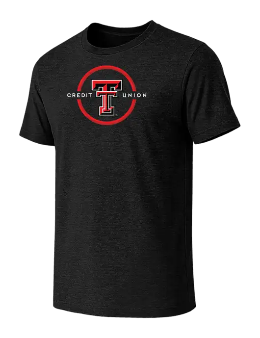 BELLA+CANVAS Black Heather CVC Short Sleeve Tee w/Texas Tech CU Logo