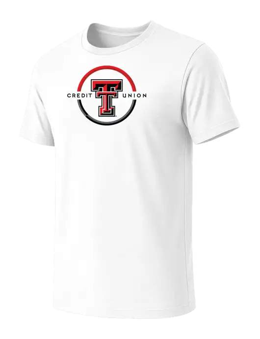 BELLA+CANVAS White Blend CVC Short Sleeve Tee w/Texas Tech CU Logo