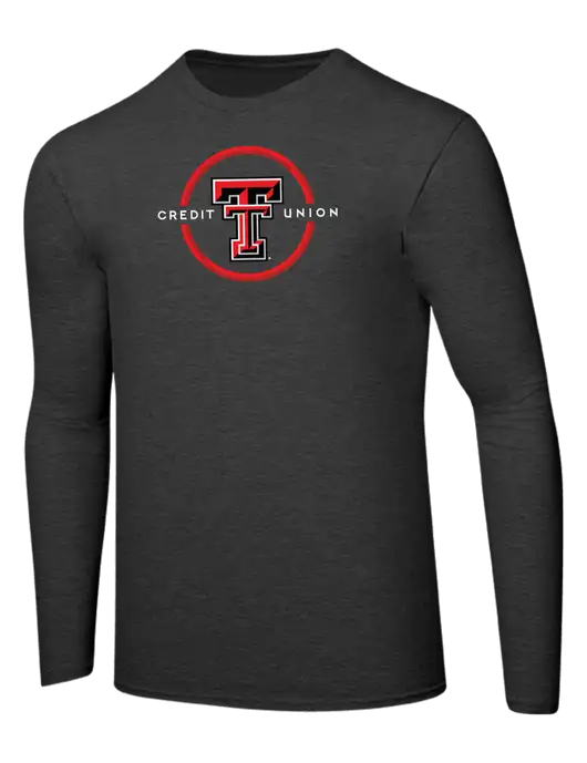 Ring Spun Dark Heather Grey 4.5 oz Long Sleeve T-Shirt w/Texas Tech CU Logo