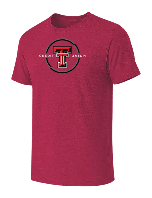 BELLA+CANVAS Heather Raspberry CVC Short Sleeve Tee w/Texas Tech CU Logo