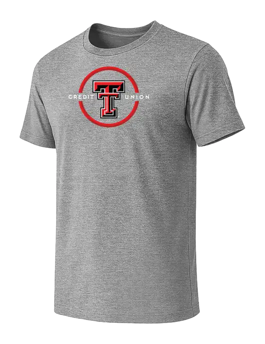 BELLA+CANVAS Heather Grey CVC Short Sleeve Tee w/Texas Tech CU Logo