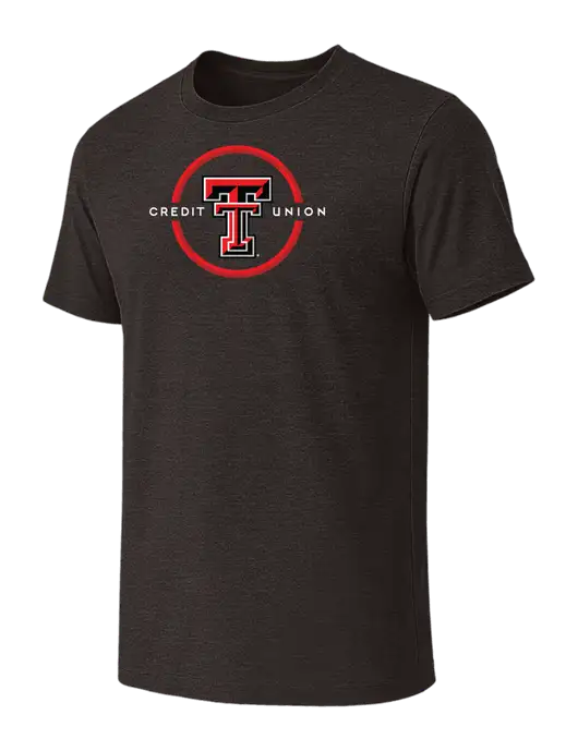 BELLA+CANVAS Dark Grey Heather CVC Short Sleeve Tee w/Texas Tech CU Logo