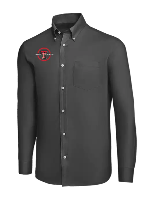Brooks Brothers Dark Grey Wrinkle-Free Stretch Nailhead Shirt w/Texas Tech CU Logo