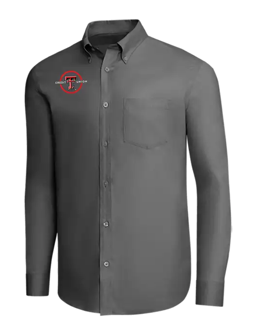 Brooks Brothers Dark Grey Wrinkle-Free Stretch Pinpoint Shirt w/Texas Tech CU Logo