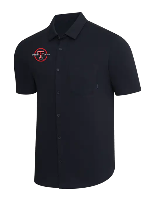 OGIO Black Extend Short Sleeve Button Up Shirt w/Texas Tech CU Logo