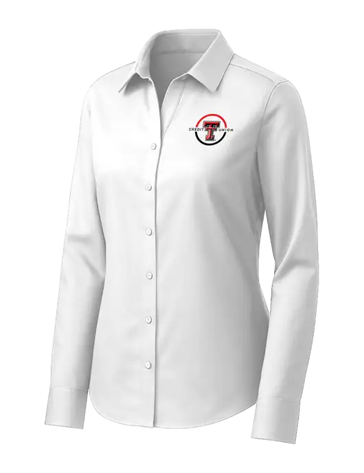 Brooks Brothers Womens White Wrinkle-Free Stretch Pinpoint Shirt w/Texas Tech CU Logo